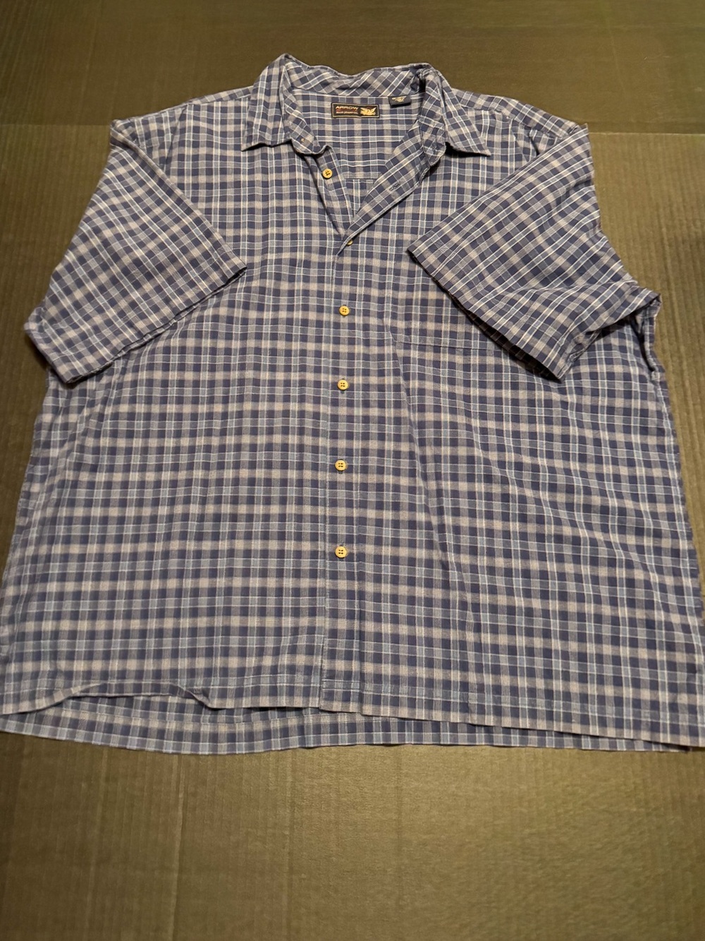 Arrow Blue & Gray Plaid Short Sleeve Button Down Shirt - Men's XXL / 2XL